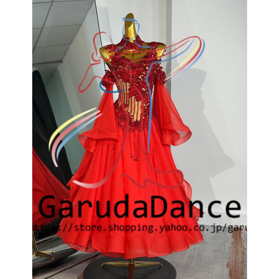 Garuda SHOP　レディース社交ダンス衣装　競技ドレス　モダンドレス高級ドレス　発表会用演出服　 高級服　セミオーダー可　スタンダードドレス　品番9038_2