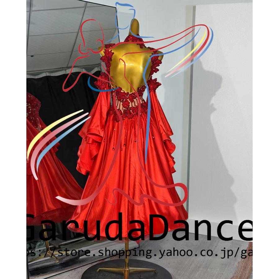 Garuda SHOP　レディース社交ダンス衣装　競技ドレス　モダンドレス高級ドレス　発表会用演出服　 高級服　セミオーダー可　スタンダードドレス　品番9038_4