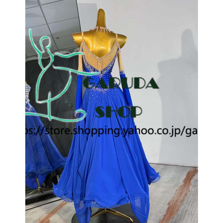 Garuda SHOP レディース社交ダンス衣装 競技ドレス モダンドレス高級ドレス 発表会用演出服  高級服 セミオーダー可 スタンダードドレス 2色 品番9050の画像
