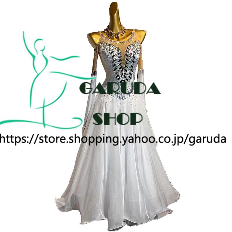 Garuda SHOP レディース社交ダンス衣装 競技ドレス モダンドレス高級ドレス 発表会用演出服  高級服 セミオーダー可 スタンダードドレス 2色 品番9050の画像