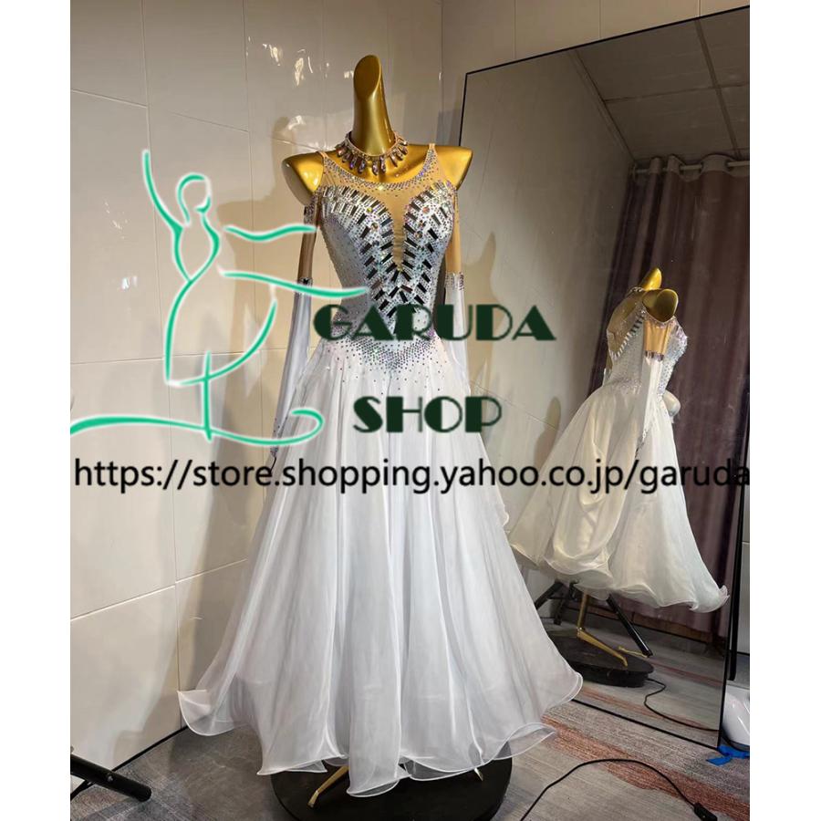 Garuda SHOP レディース社交ダンス衣装 競技ドレス モダンドレス高級ドレス 発表会用演出服  高級服 セミオーダー可 スタンダードドレス 2色 品番9050の画像