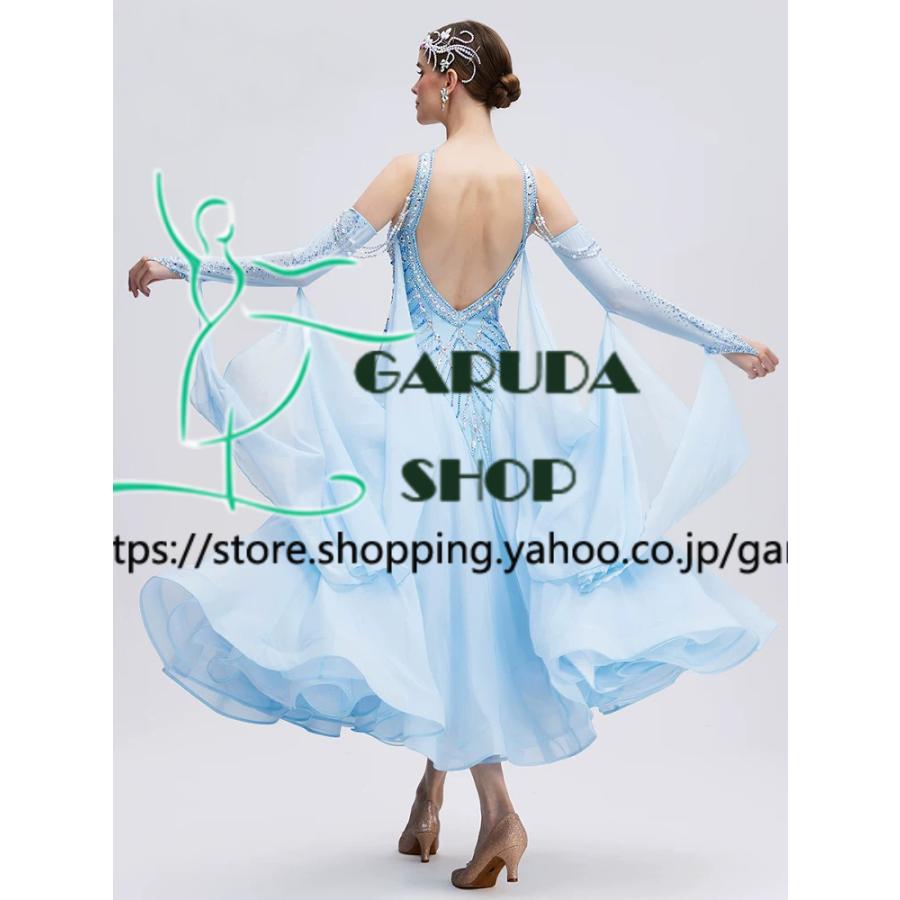 Garuda SHOP　レディース社交ダンス衣装　競技ドレス　モダンドレス高級ドレス　発表会用演出服　 高級服　セミオーダー可　スタンダードドレス　品番9057_1