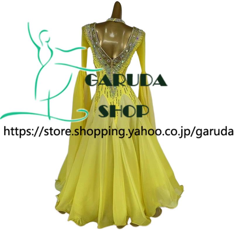 Garuda SHOP レディース社交ダンス衣装 競技ドレス モダンドレス高級ドレス 発表会用演出服  高級服 セミオーダー可 スタンダードドレス 品番9241の画像