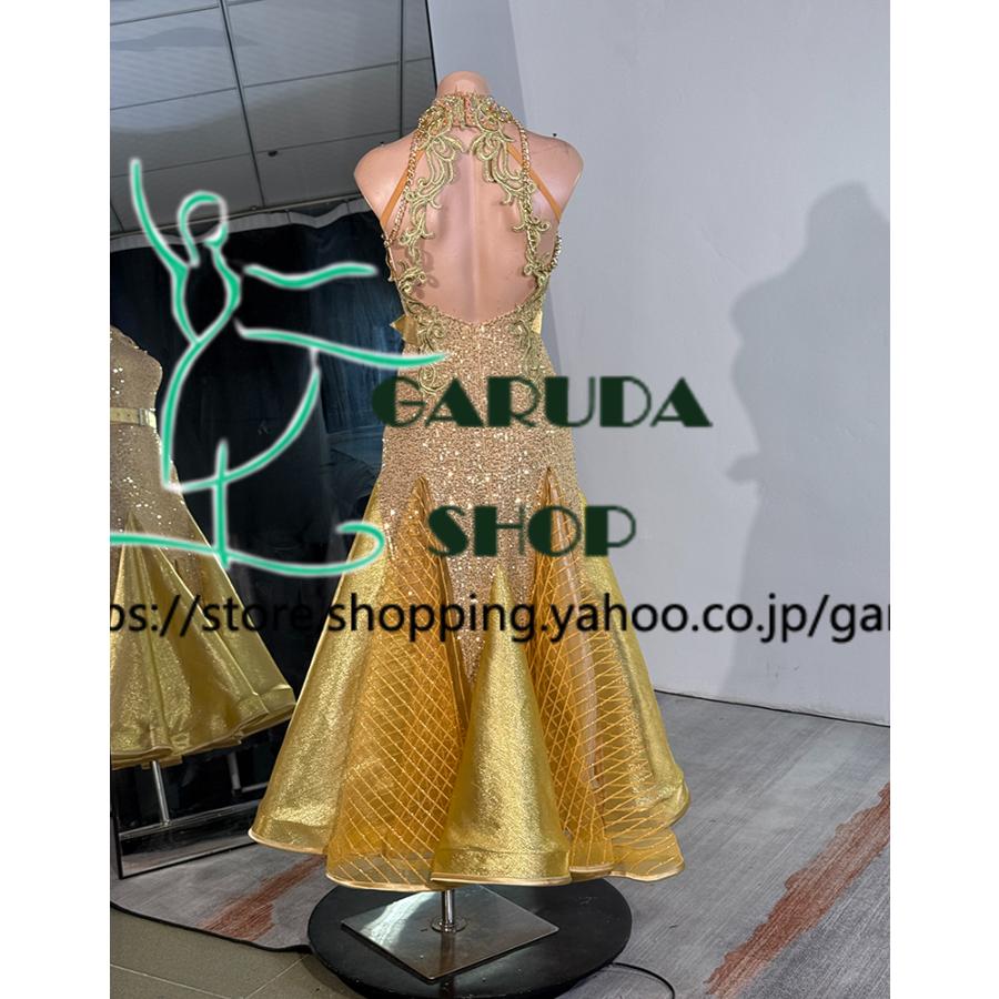 Garuda SHOP レディース社交ダンス衣装 競技ドレス モダンドレス高級ドレス 発表会用演出服  高級服 セミオーダー可 スタンダードドレス 品番9251の画像
