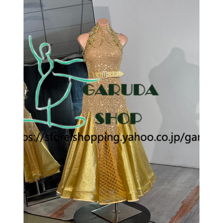 Garuda SHOP レディース社交ダンス衣装 競技ドレス モダンドレス高級ドレス 発表会用演出服  高級服 セミオーダー可 スタンダードドレス 品番9251の画像