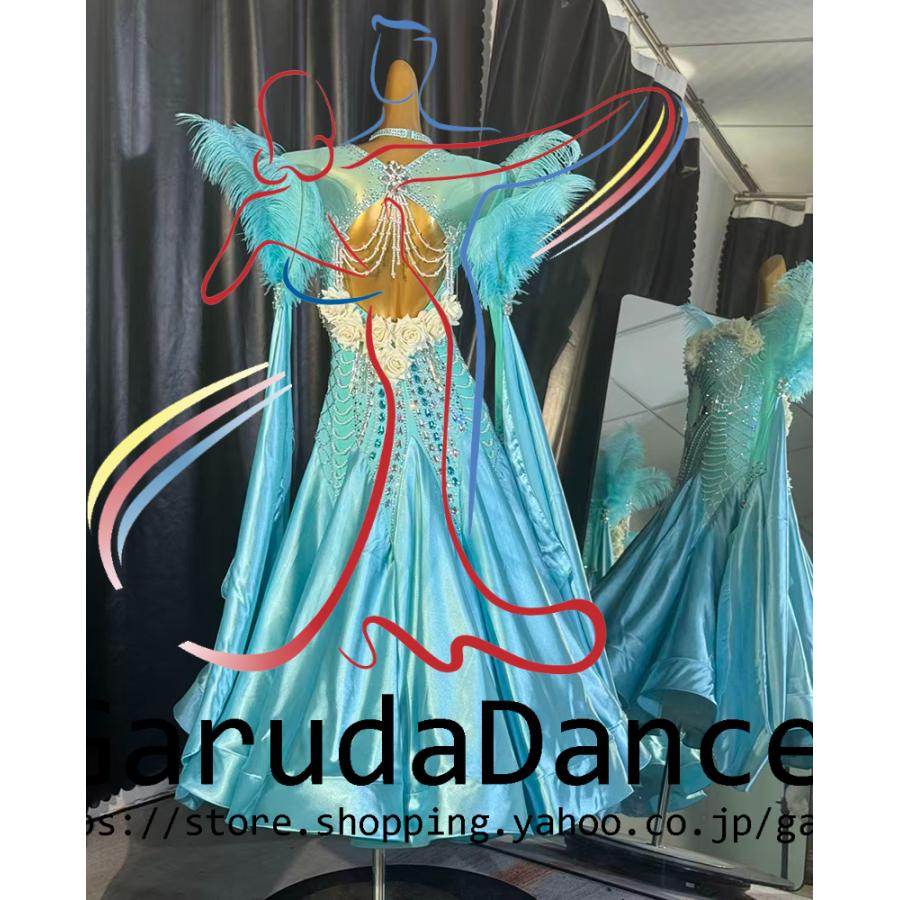 Garuda SHOP　レディース社交ダンス衣装　競技ドレス　モダンドレス高級ドレス　発表会用演出服　 高級服　セミオーダー可　スタンダードドレス　品番9307