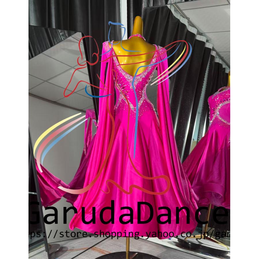 Garuda SHOP レディース社交ダンス衣装 競技ドレス モダンドレス高級ドレス 発表会用演出服  高級服 セミオーダー可 スタンダードドレス 品番9336の画像