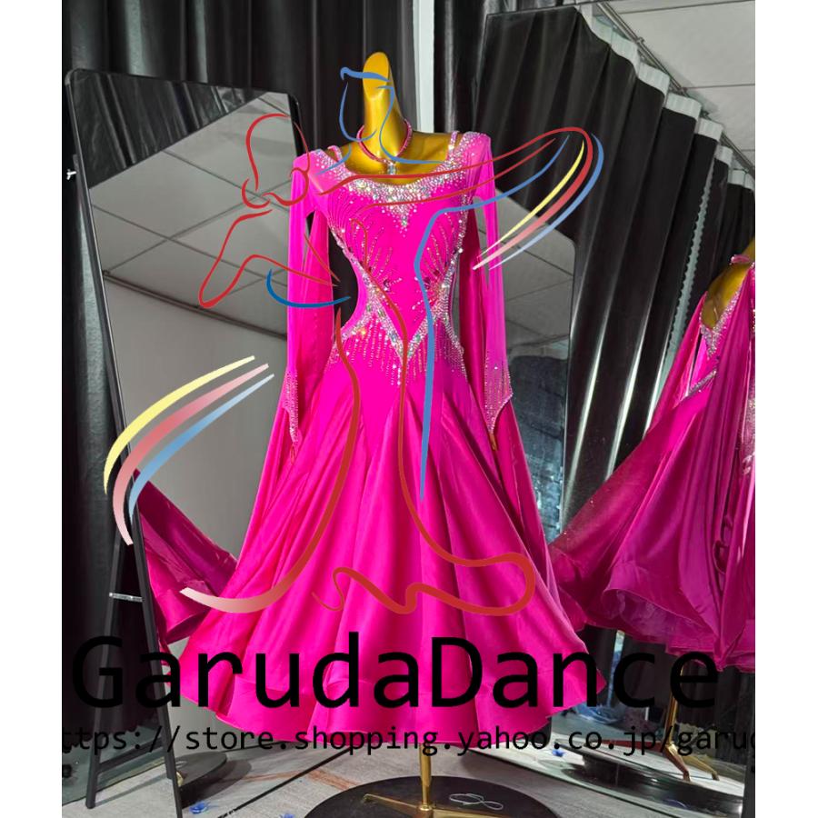 Garuda SHOP レディース社交ダンス衣装 競技ドレス モダンドレス高級ドレス 発表会用演出服  高級服 セミオーダー可 スタンダードドレス 品番9336の画像