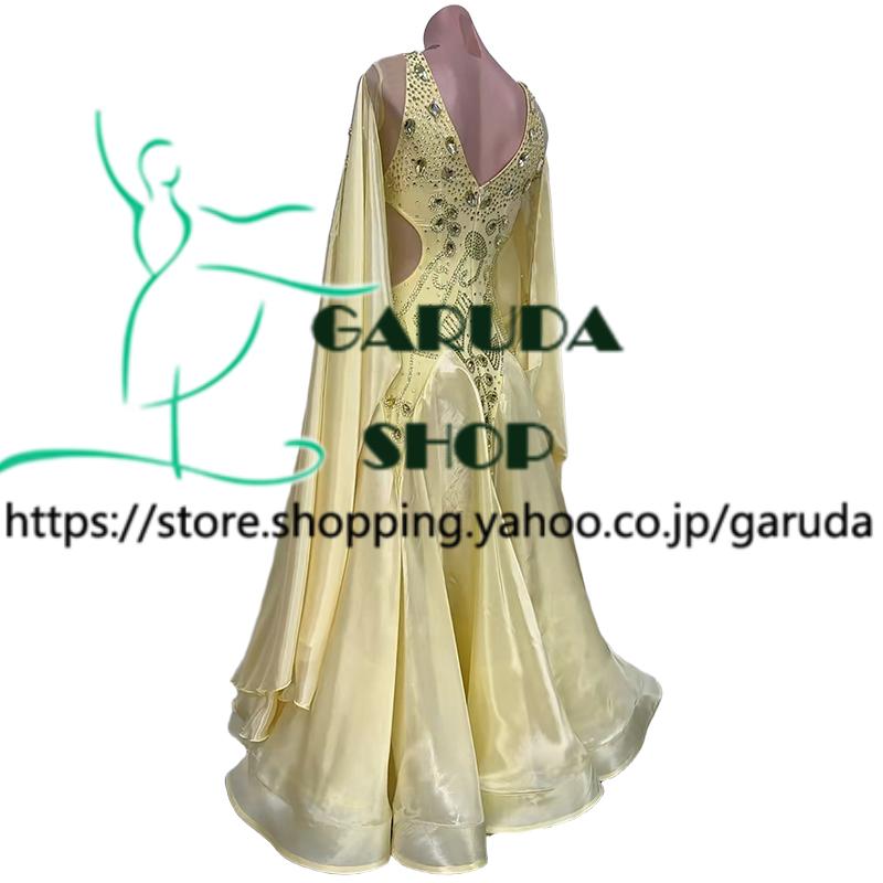 Garuda SHOP レディース社交ダンス衣装 競技ドレス モダンドレス高級ドレス 発表会用演出服  高級服 セミオーダー可 スタンダードドレス 品番9397の画像