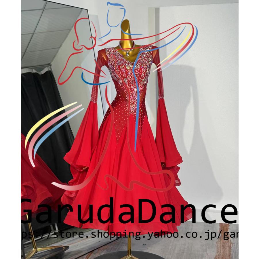 豪華衣装✨スタンダードドレス✨競技会・デモ・発表会にオススメ！ Garuda SHOP レディース社交ダンス衣装 競技ドレス モダンドレス高級