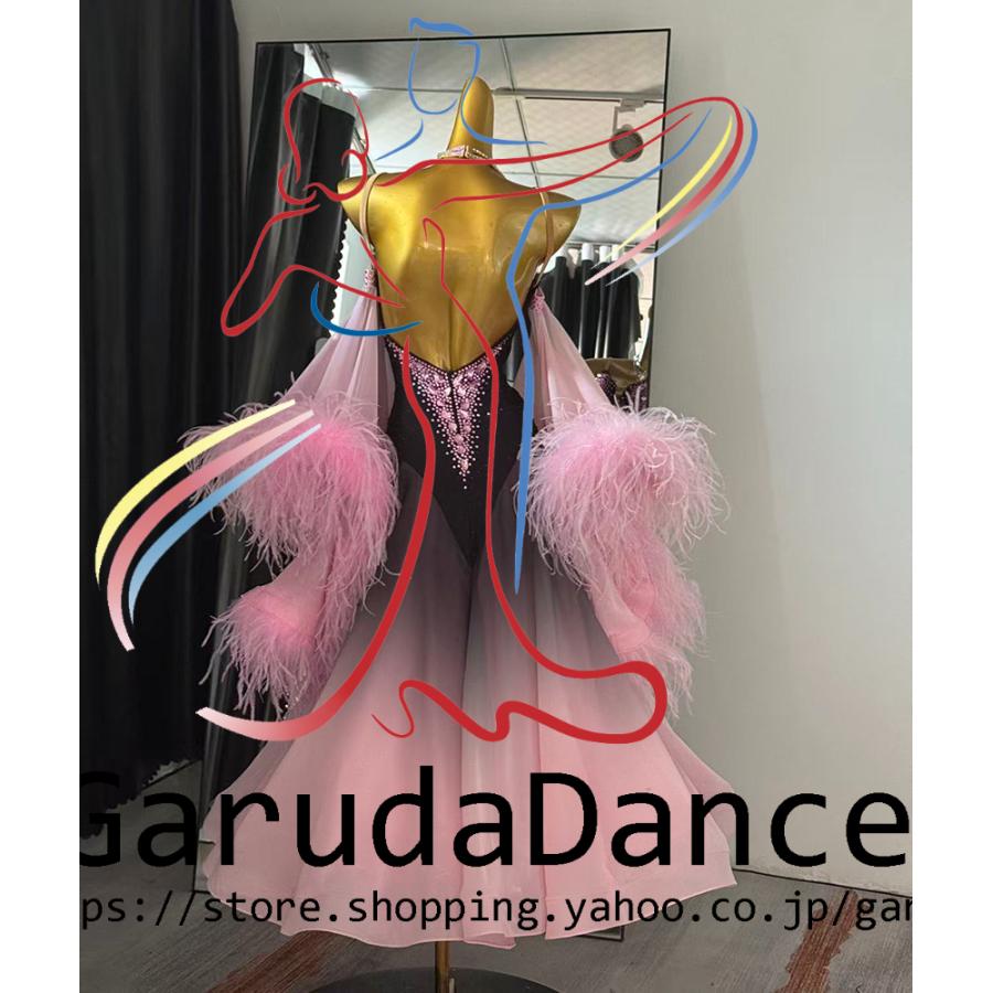 Garuda SHOP　レディース社交ダンス衣装　競技ドレス　モダンドレス高級ドレス　発表会用演出服　 高級服　セミオーダー可　スタンダードドレス　品番9674_1