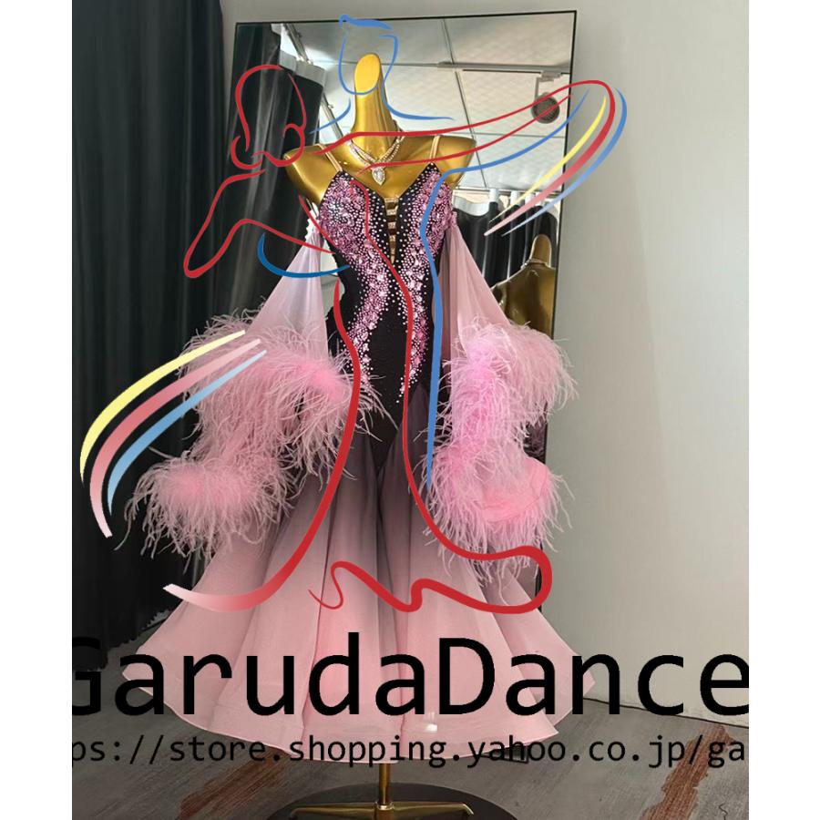 Garuda SHOP　レディース社交ダンス衣装　競技ドレス　モダンドレス高級ドレス　発表会用演出服　 高級服　セミオーダー可　スタンダードドレス　品番9674_2