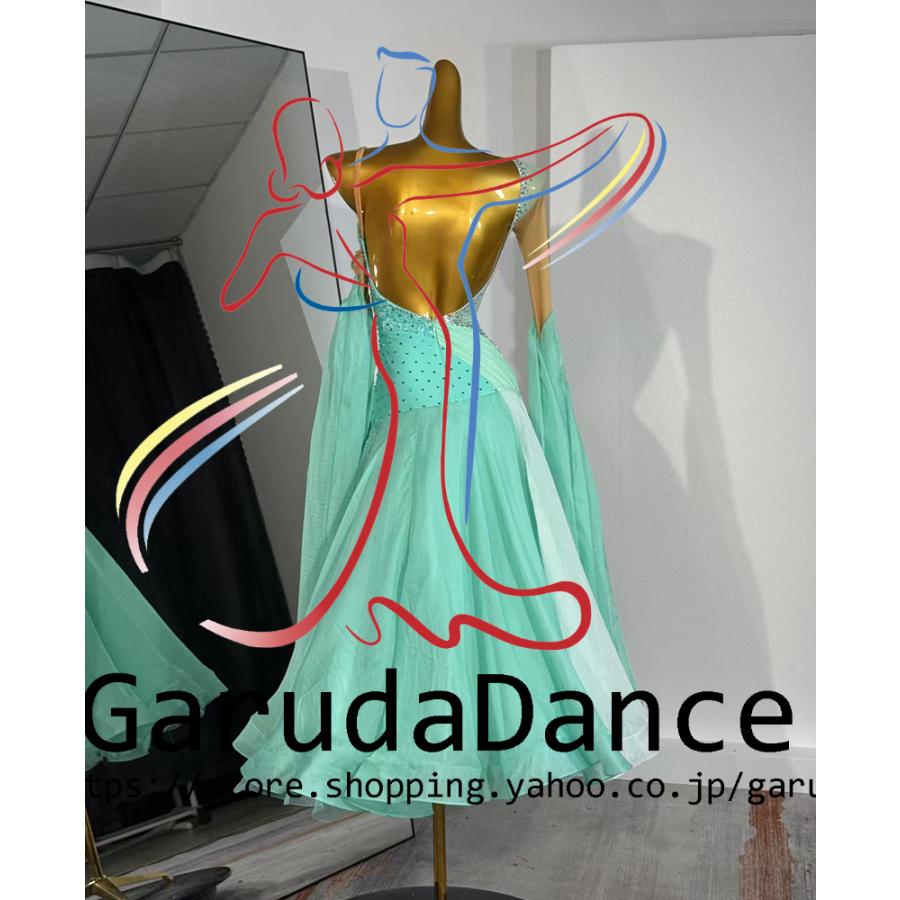 Garuda SHOP レディース社交ダンス衣装 競技ドレス モダンドレス高級ドレス 発表会用演出服  高級服 セミオーダー可 スタンダードドレス 品番9708の画像