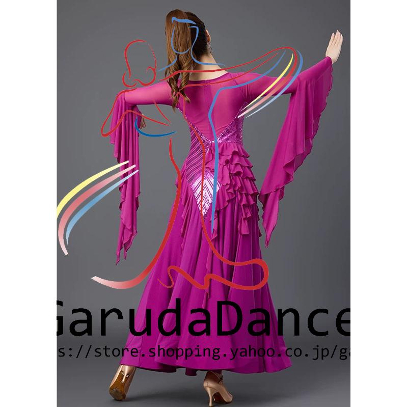 社交ダンスワンピース　パーティワンピース　ソシアルダンス　レッスン　パーティ Garuda SHOP 社交ダンス衣装 レディースダンスレッスン練習ワンピース
