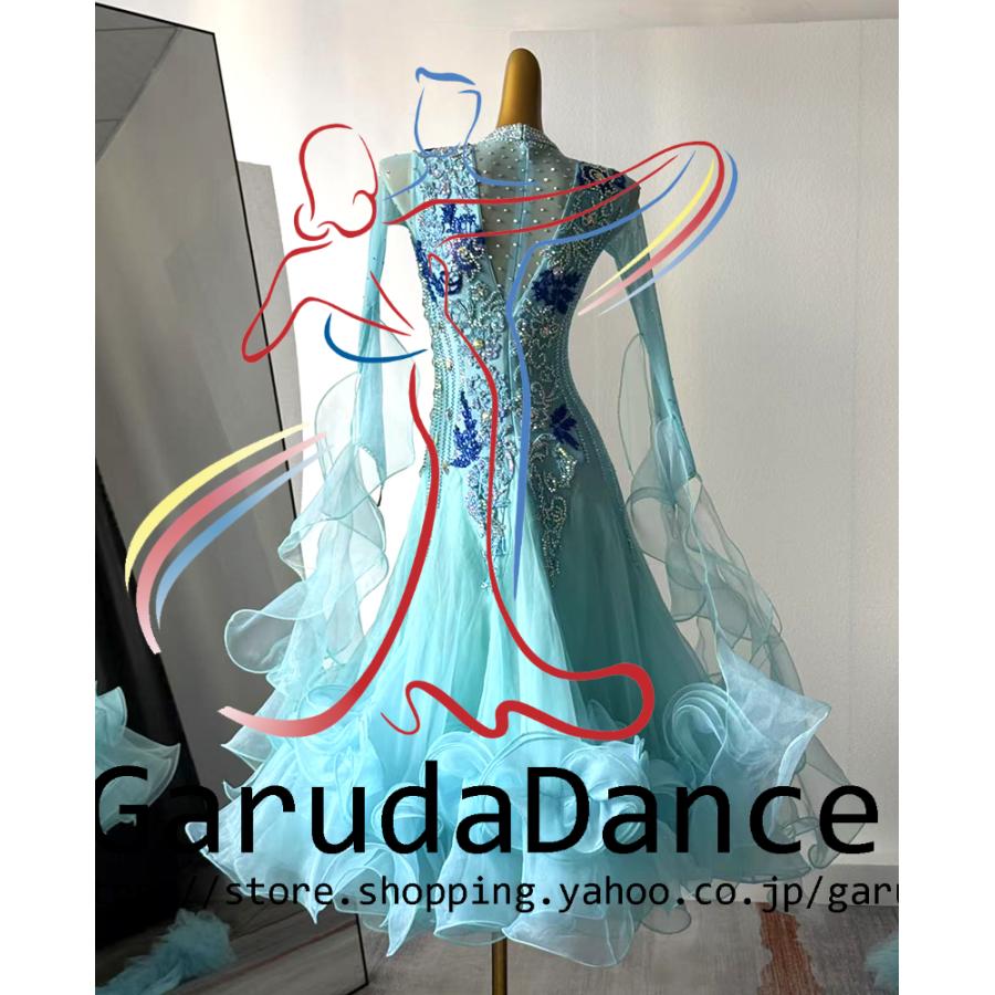 Garuda SHOP　レディース社交ダンス衣装　競技ドレスモダンドレス高級ドレス　発表会用演出服　 高級服　セミオーダー可　スタンダードドレス　品番9815_1