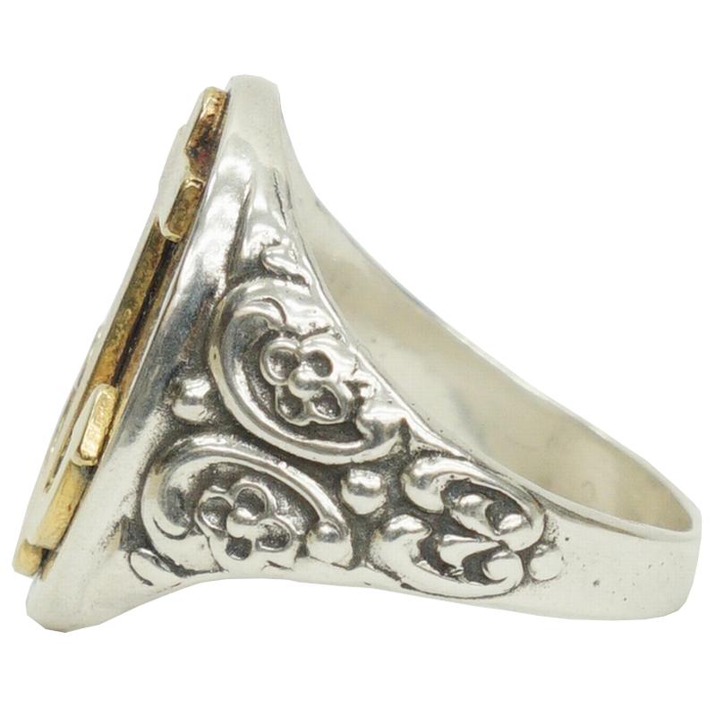 LHN Jewelry(エルエイチエヌ ジュエリー) 米国製 ハンドメイド Ornate アンカー リング シルバー x ブラス メンズ ユニセックス anchor ring silver brass｜garyu｜03