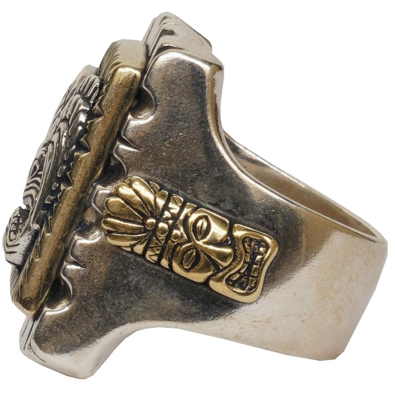 LHN Jewelry(エルエイチエヌ ジュエリー) ハンドメイド Tiki God Souvenir リング シルバー x ブラス メンズ ティキ ring｜garyu｜03