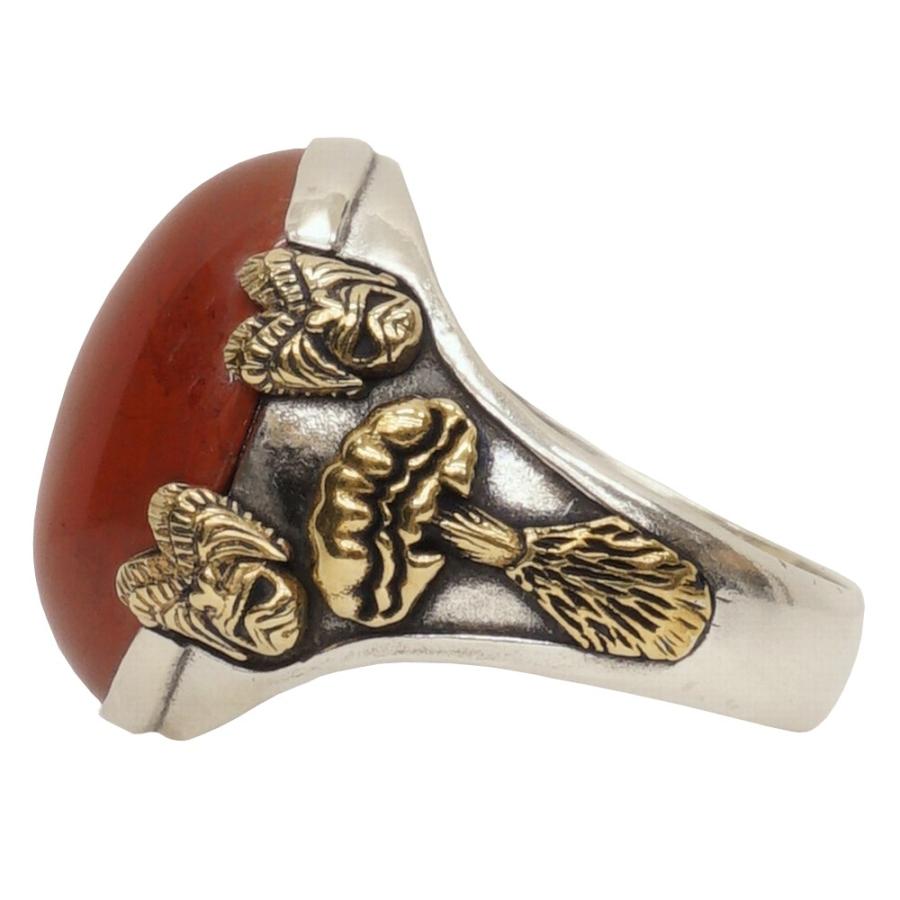 LHN Jewelry(エルエイチエヌ ジュエリー) 米国製 ハンドメイド Volcano Tiki リング シルバー x 真鍮 x ジャスパー メンズ ユニセックス Silver Brass Jasper｜garyu｜02