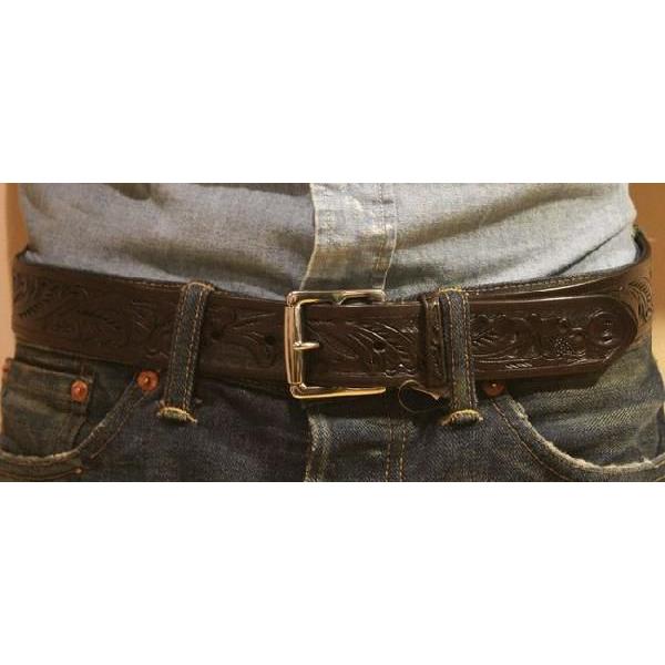 【美品】ポロラルフローレン 本革 ベルト カービングベルト　ブラウン POLO RALPH LAUREN ラルフローレン (Ralph Lauren） カービング