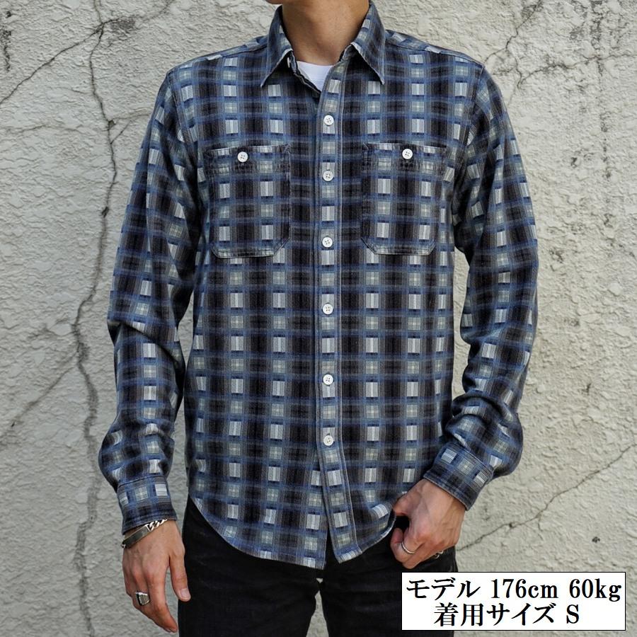 ダブルアールエル) RRL オンブレ チェック ワーク シャツ コットン