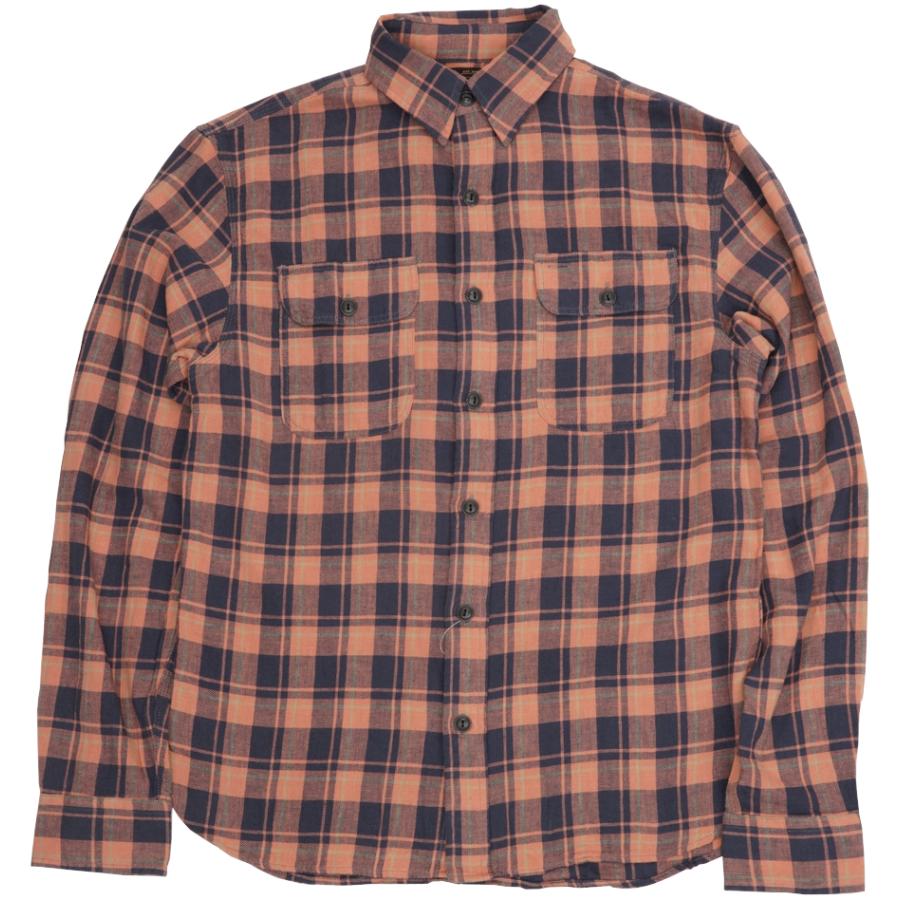 （ダブルアールエル）RRL コットン リネン プラッド ワークシャツ コーラル x インディゴ メンズ Plaid Workshirts