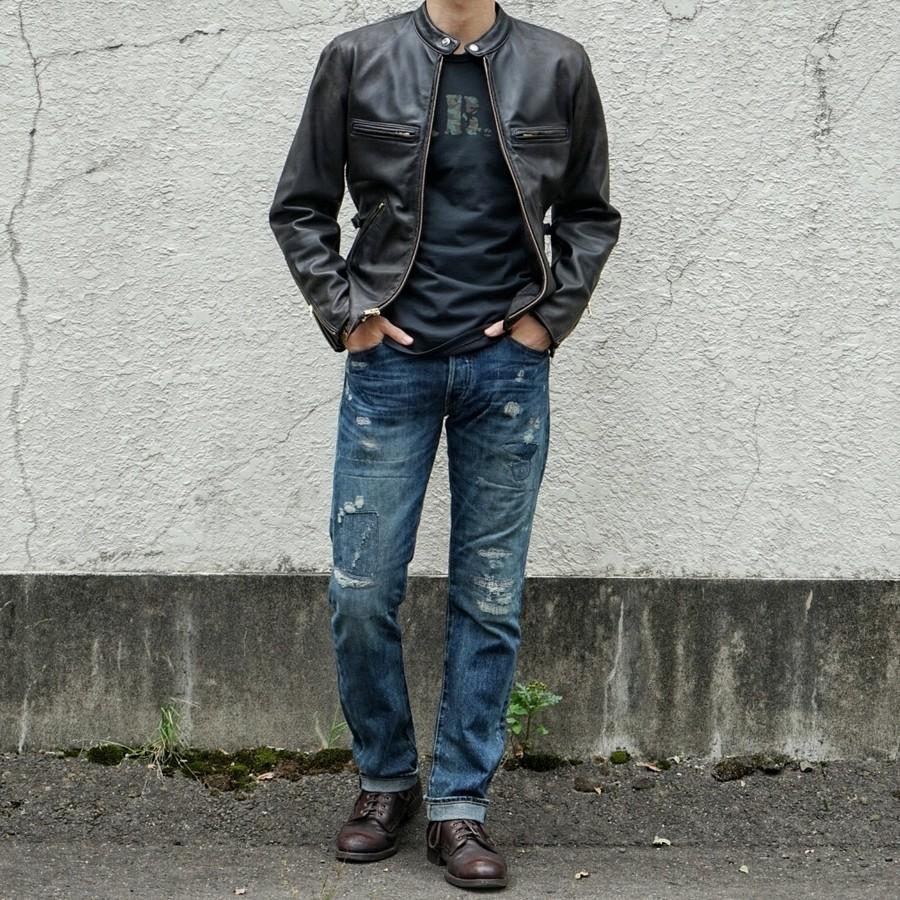 rrl slim fit leather jacket