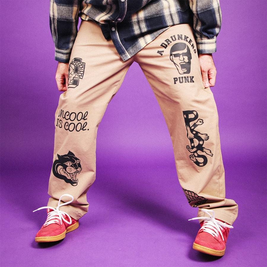 PUNK DRUNKERS パンクドランカーズ プリントいっぱいチノパン