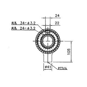 多孔バーナー 業務用ガスコンロ 業務用(工業用)多孔バーナー（タコバーナー）8インチ(直径200mm) TKO8
