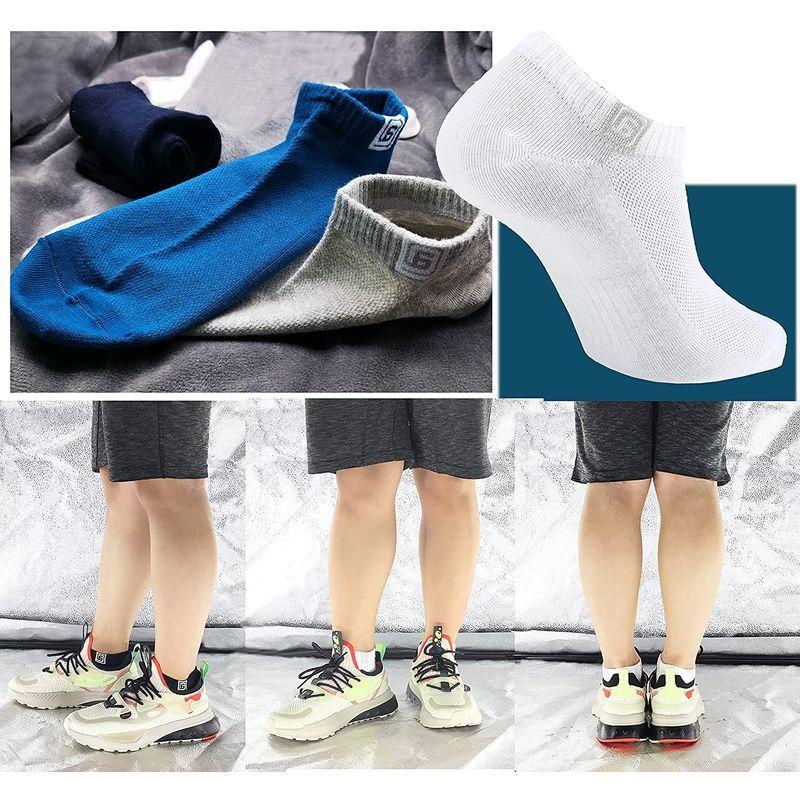 Pozcmjm 靴下 メンズ くるぶし スポーツ 5足組 薄手 ショート 抗菌防臭 おしゃれ シンプル くつした お得 快適 蒸れない靴下 グランドセール
