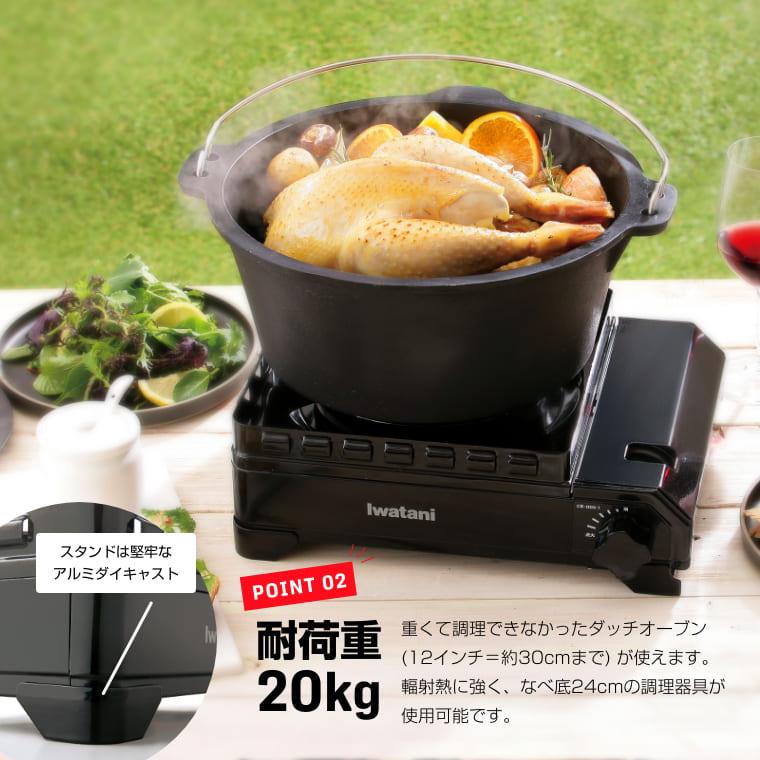 イワタニ カセットコンロ タフまる カセット アウトドア CB-ODX-1 ブラック ケース付き 焼肉プレート 網焼きプレート ガスボンベ 3本セット カセットガスコンロ｜gaskigu-shop｜06