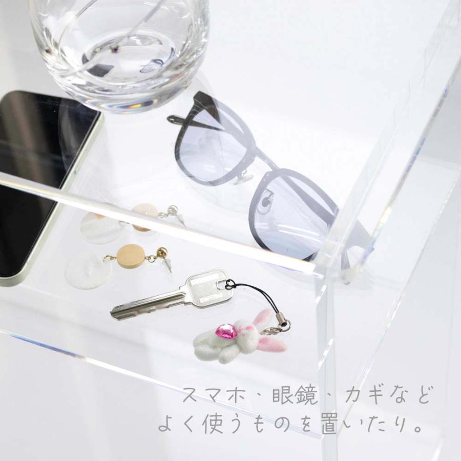 アクリル サイドテーブル 棚付き 幅45cm×奥行20cm×高さ40cm 透明
