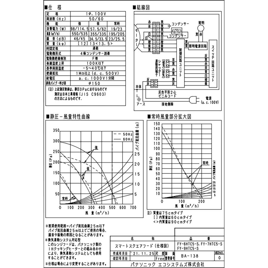 Panasonic FY-7HTC5-S レンジフード 75cm パナソニック スマート Panasonic FY-7HTC5-S レンジフード 75cm パナソニック スマート