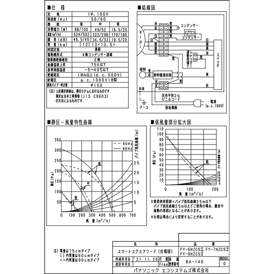 Panasonic FY-7HZC5-K レンジフード 75cm パナソニック スマート Panasonic FY-7HZC5-K レンジフード 75cm パナソニック スマート
