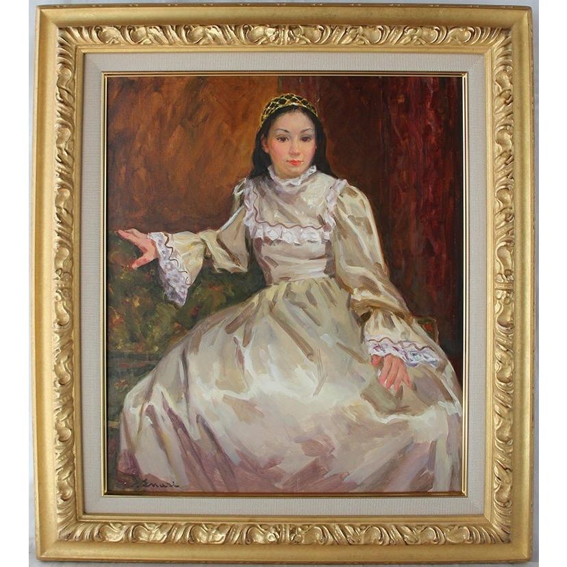 絵画 油彩画（油絵）F10 江成一郎（えなり いちろう）「白鳥の夜」 白