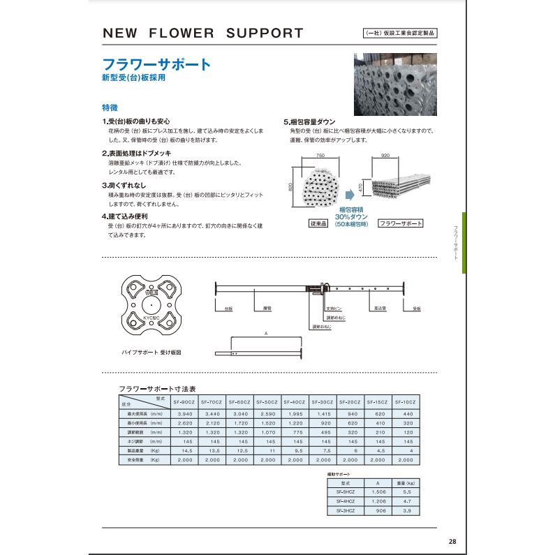 送料別】フラワーサポート (花型) 4尺 40型 SF-40CZ パイプサポート