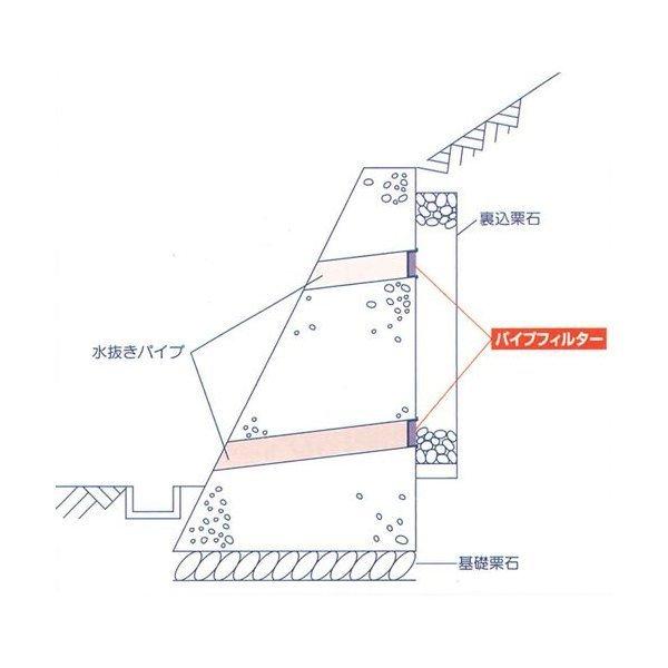 水抜きパイプ目詰まり防止器具 パイプフィルター PF-65M (透水マット付) 50個入 ホーシン｜gaten-ichiba｜02