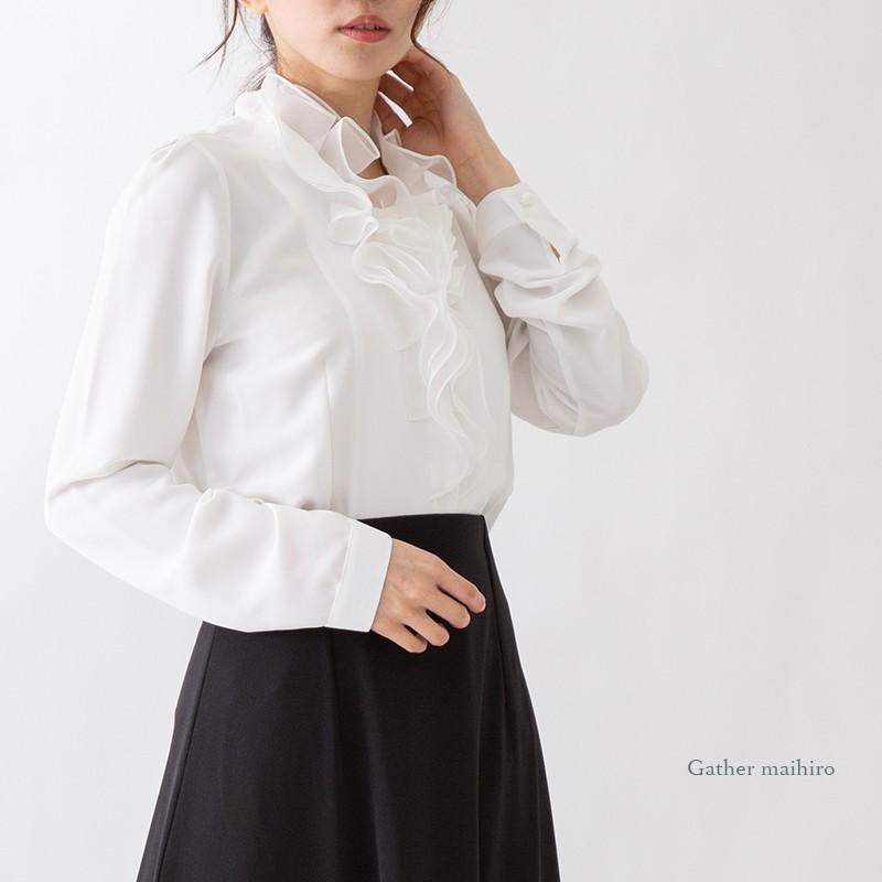 ブラウス 白 シフォンブラウス フリル フォーマル オフィス 