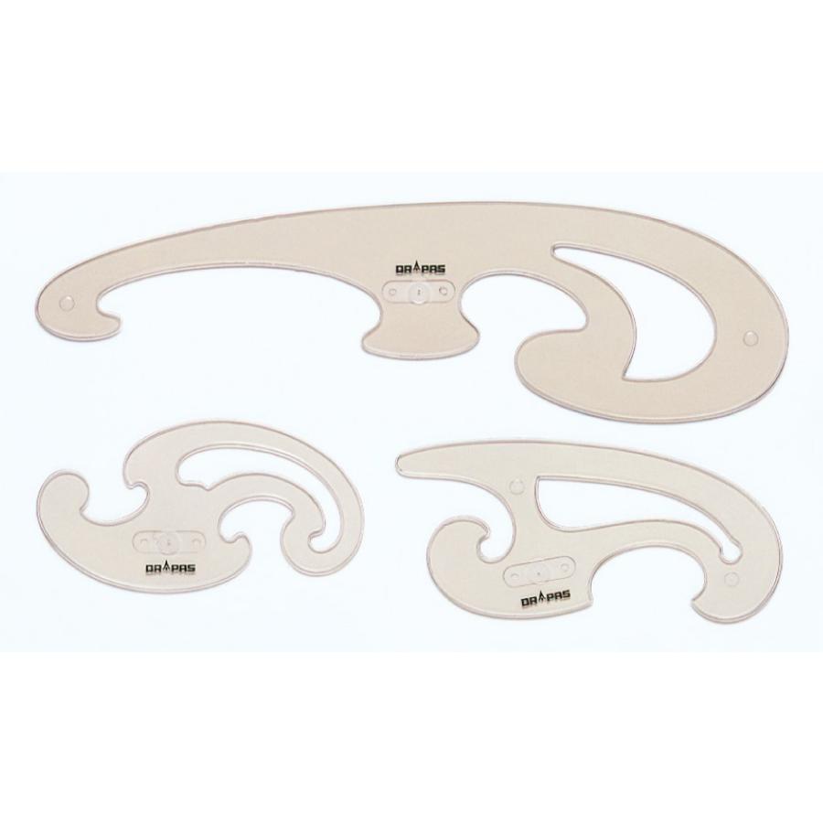 DRAPAS フレンチカーブ定規 2mm厚 3枚組 14-200 : 画材生活 本店