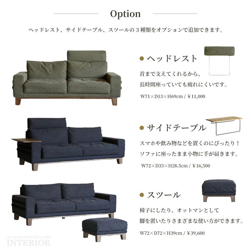 ソファー 2.5人掛け おしゃれ キャンバス生地 ファブリック