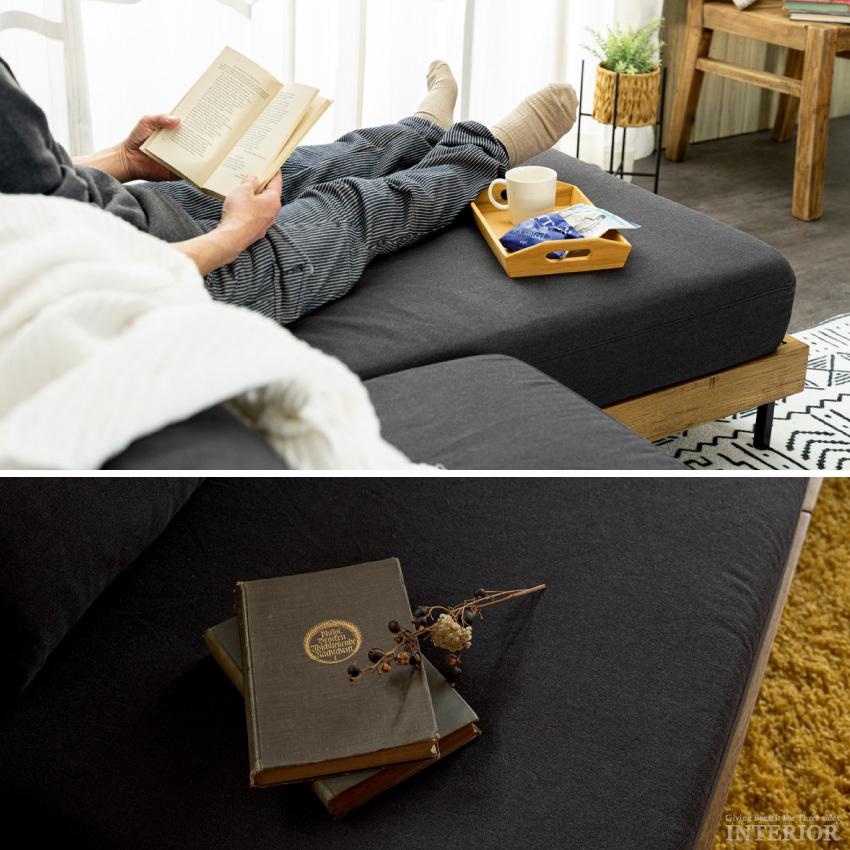 【正規品】 ソファー カウチソファー おしゃれ 帆布 キャンバス生地 l字 ヴィンテージ 西海岸 カウチ ソファ 3人掛けソファー オーク無垢材 木 モダン 人気 組立設置付き 【Y2292914547】(80808円)