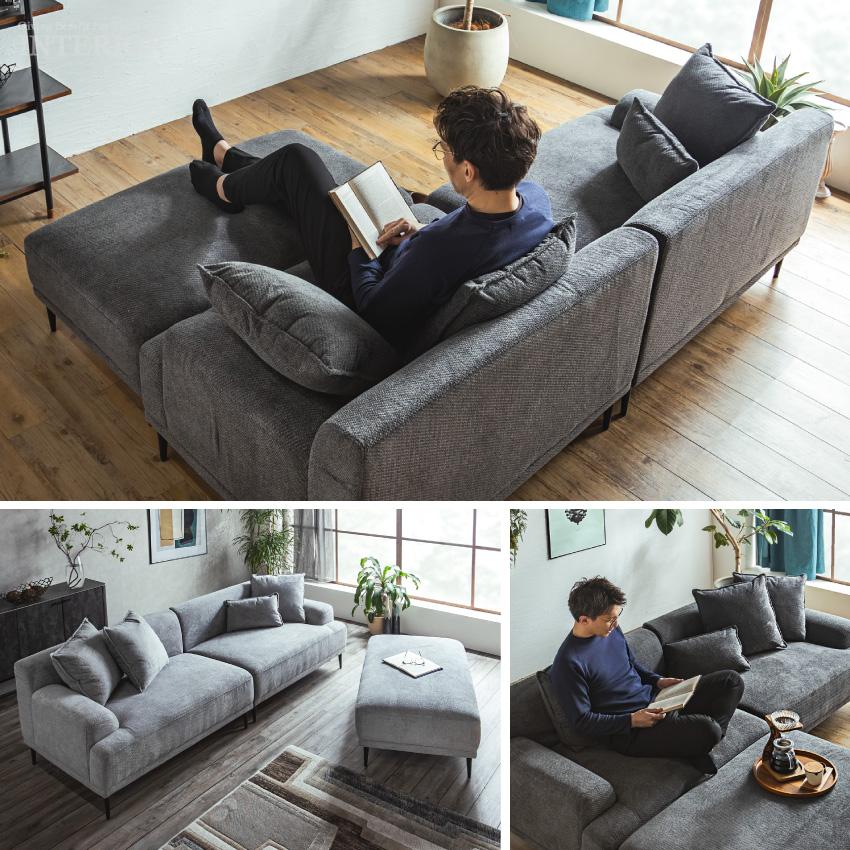 ソファー カウチソファー l字 おしゃれ ファブリック リビングソファー