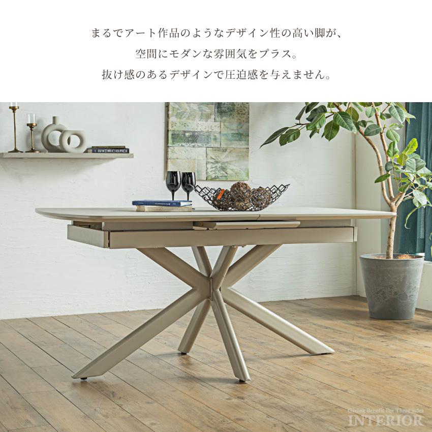ダイニングテーブル 伸びるテーブル 伸長式 単品 伸縮 メラミン天板