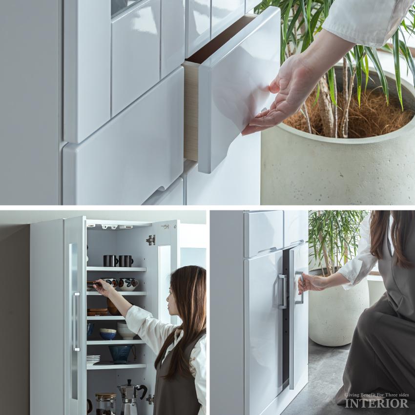 食器棚 キッチンボード 幅 50cm 60cm 70cm 80cm スリム レンジボード レンジ台 キッチン収納 ハイタイプ 収納棚 電子レンジ 炊飯器 隙間収納 完成品 日本製_14