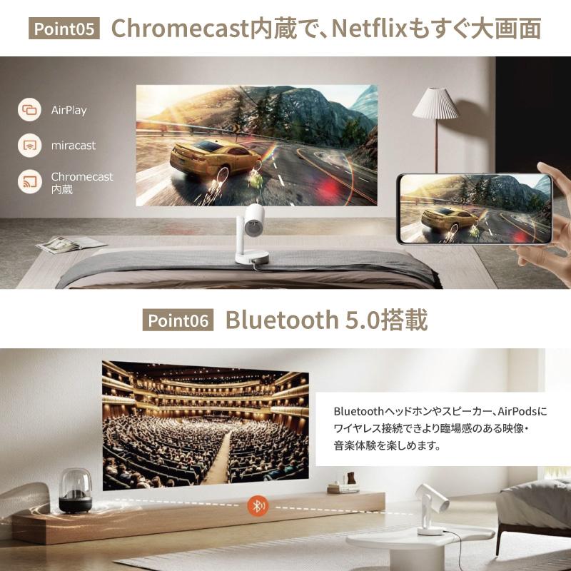 ETOE Starfish Plus プロジェクター 140度回転 天井投影対応 GoogleTV
