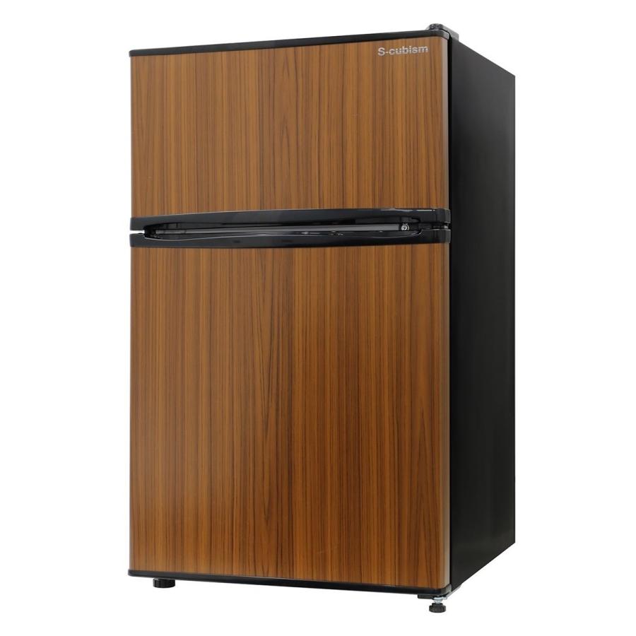 エスキュービズム 2ドア冷蔵庫 木目調ダークウッド 90L 一人暮らし WR