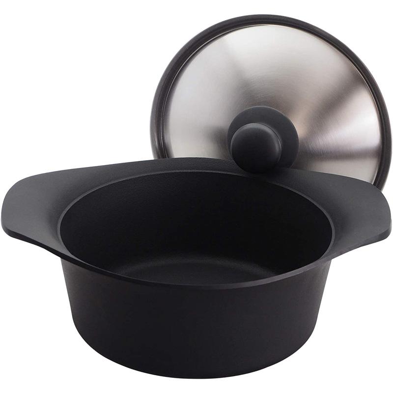 柳宗理 南部鉄器 鉄鍋 深型 22cm IH対応 ステンレスふた付き 日本製 柳宗理