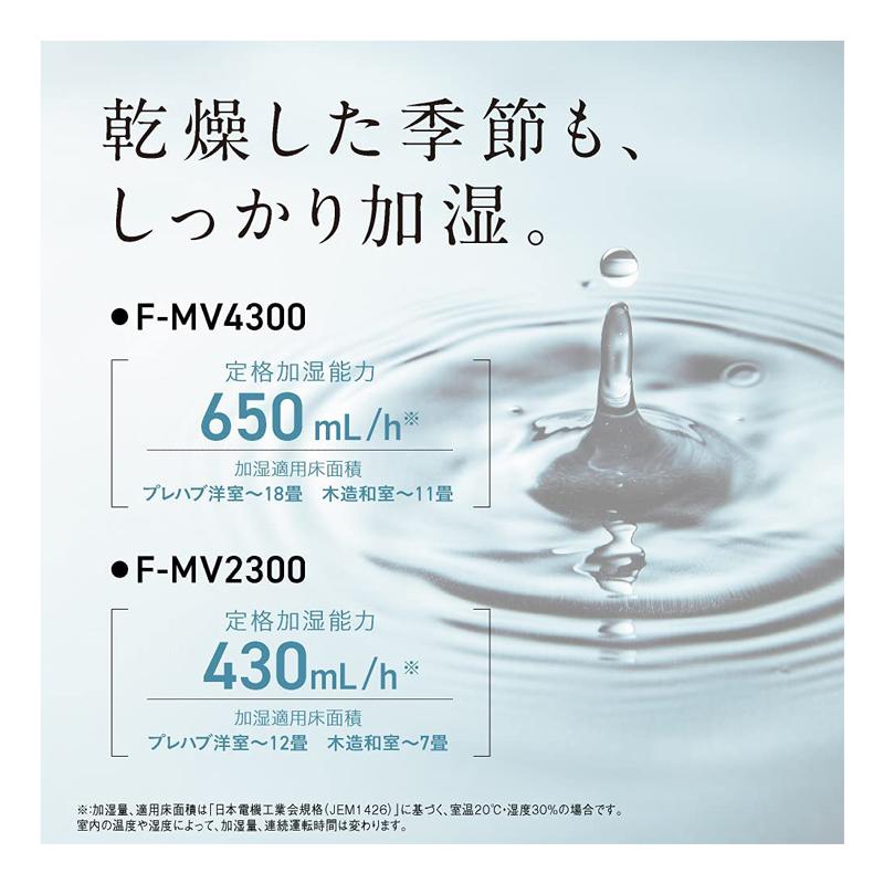 パナソニック Panasonic 空気清浄機 脱臭 除菌 次亜塩素酸 日本製 加湿機能付 マテリアルホワイト ジアイーノ F-MV4300-WZ｜gbft｜05