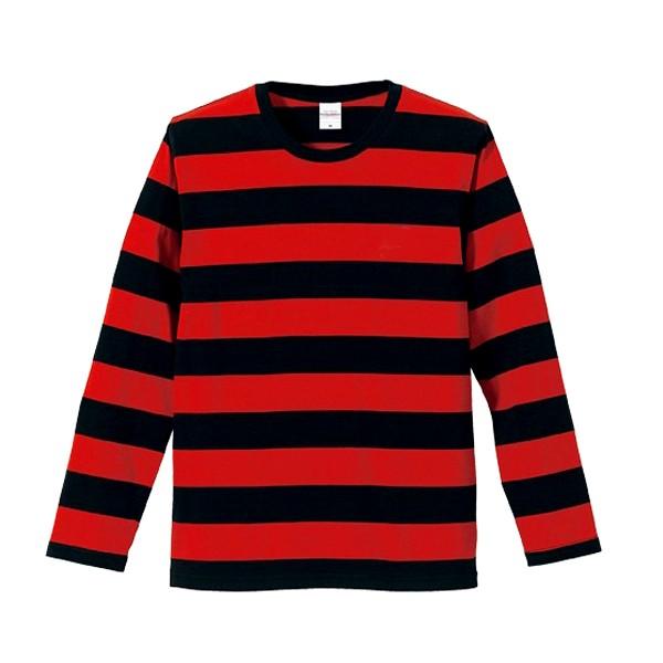 ボーダー Tシャツ メンズ 長袖 ロンT 白 赤 United Athle ユナイテッド