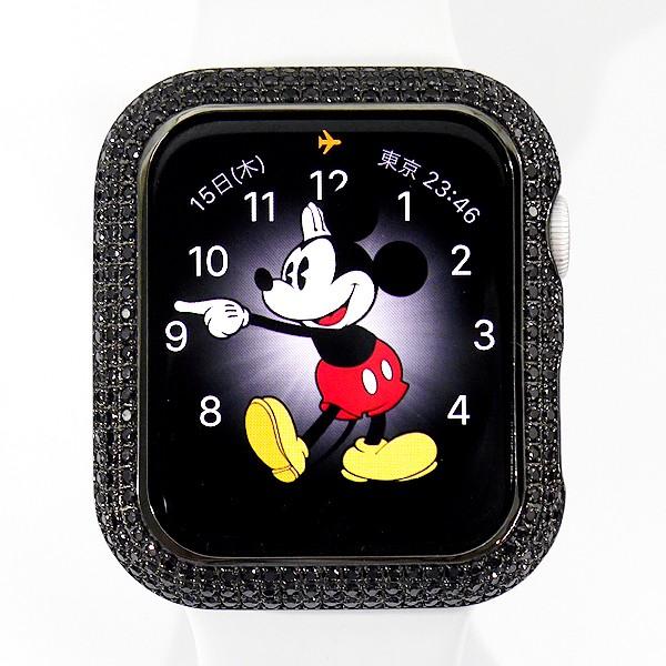 【G-BALLER / ジーボーラー】Apple Watch アップルウォッチ カスタム パーツ 44mm シリーズ5 シリーズ4 ケース カバー ベゼル ブラック x ブラックダイヤ