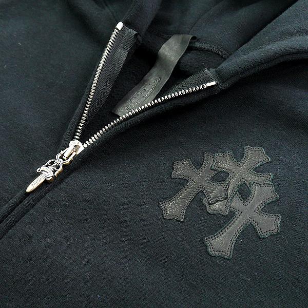 超希少】Chrome Hearts Leather Patch Hoodie